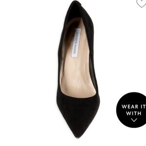 Saks Fifth Avenue Black Suade Pump Heels